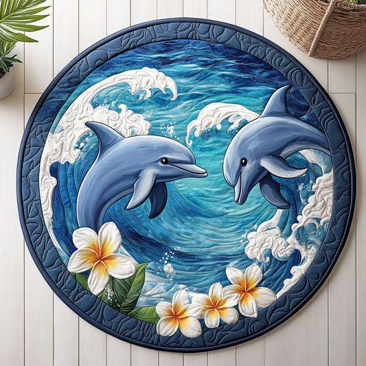 Dolphin Wave WX2005014CL Quilted Round Mat
