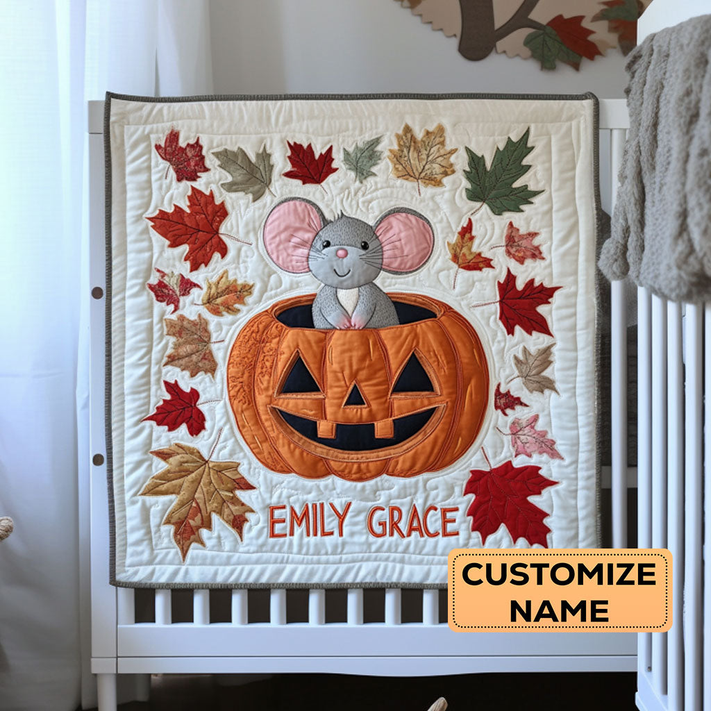 Pumpkin Mouse WY3007023CL Personalized Baby Quilt