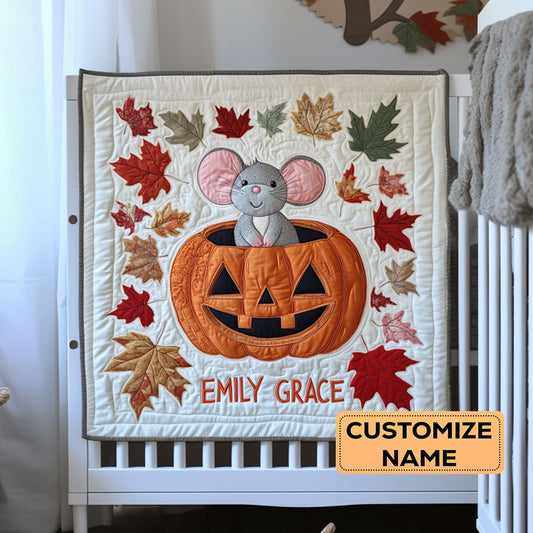 Pumpkin Mouse WY3007023CL Personalized Baby Quilt
