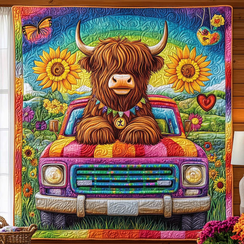 Hippie Highland Cow KL1911005CL Quilt
