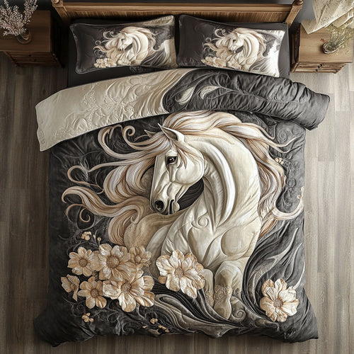 Beautiful Horse In Flower  WY1102169CL Duvet Cover Set