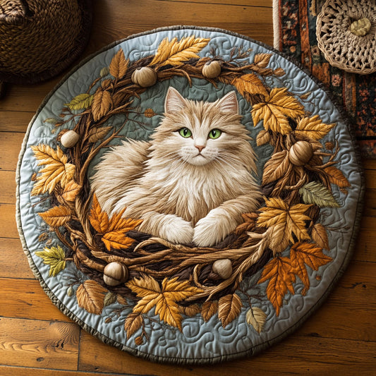 Autumn Cat WY2404002CL Quilted Round Mat