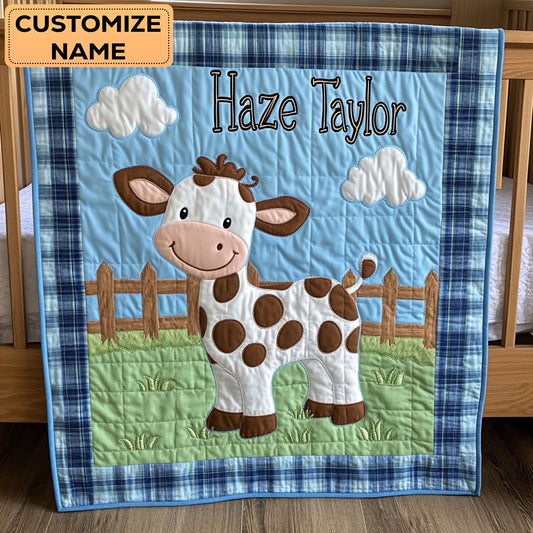 Little Cow Day WN2807070CL Personalized Baby Quilt