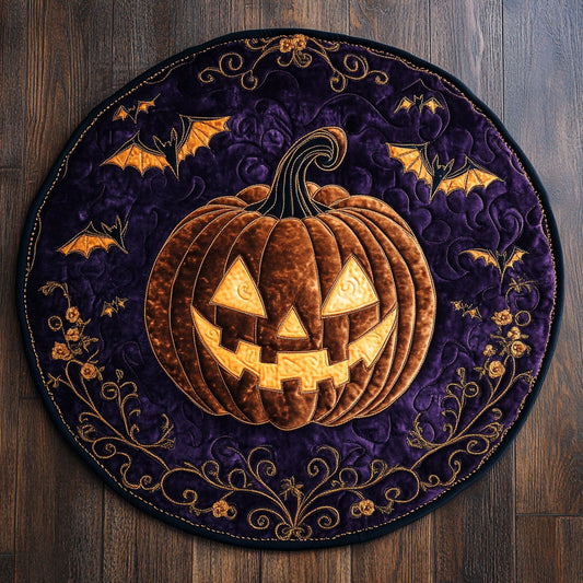 Mystic Pumpkin Bat CW2407054CL Quilted Round Mat
