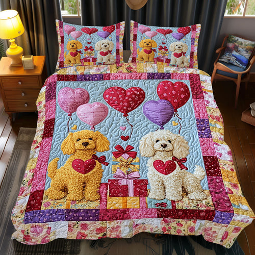 Colorful Poodle Valentine's Day WJ1112044CL Duvet Cover Set