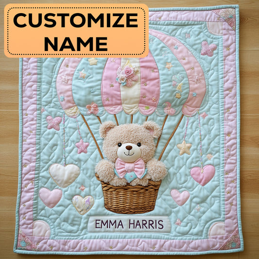 Balloon Teddy Love CW2807011CL Personalized Baby Quilt