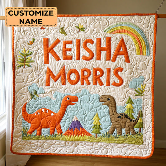 Dino Rainbow Land CP2207015CL Personalized Baby Quilt