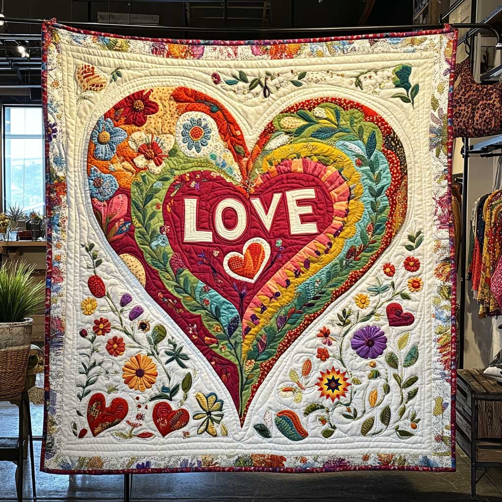 Floral Heart WP1612012CL Quilt