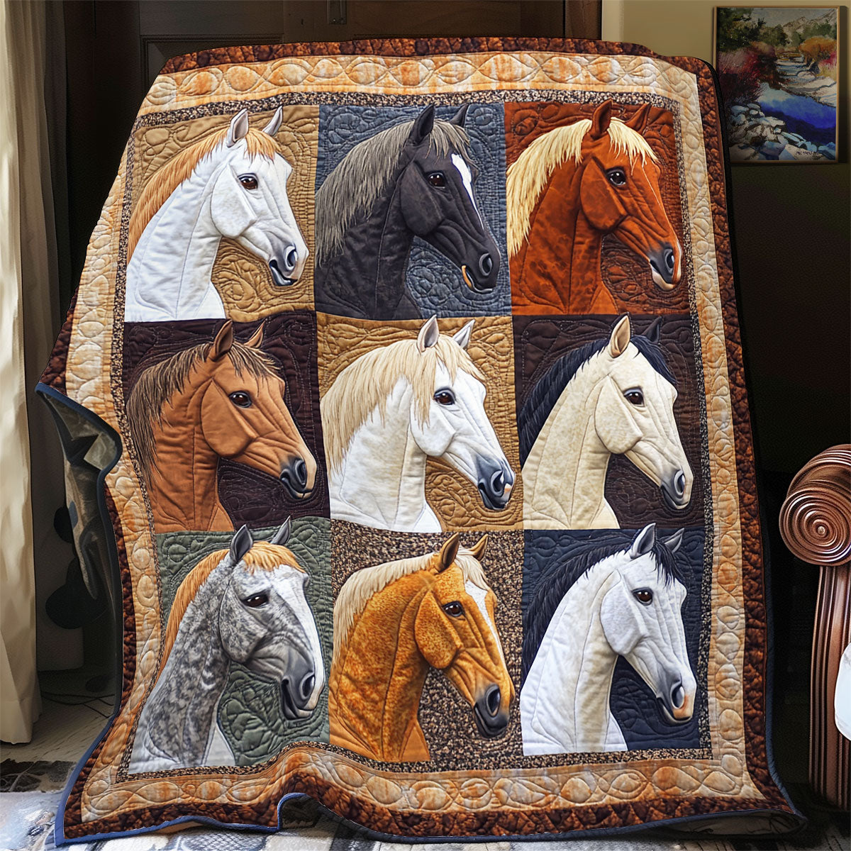 Pastoral Horses Patchwork YR1501038CL Quilt