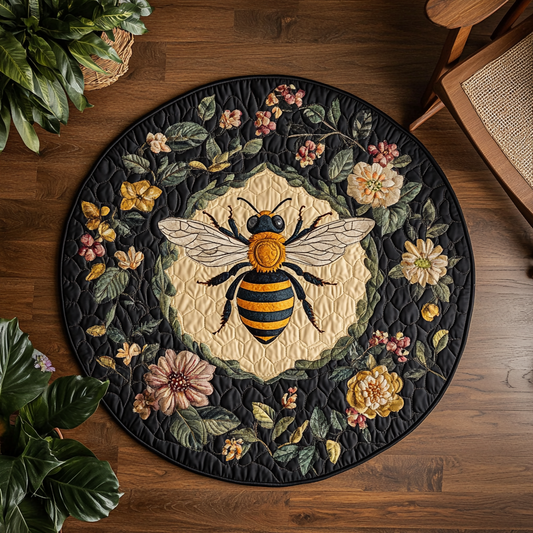 Floral Bee XR1803007CL Quilted Round Mat