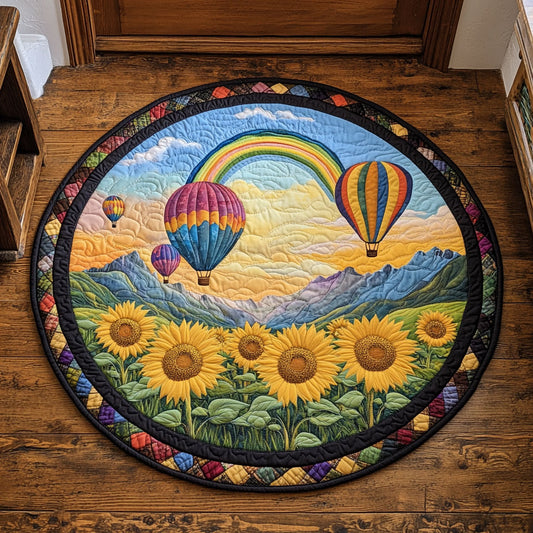 Rainbow Balloon Meadow CW1707045CL Quilted Round Mat