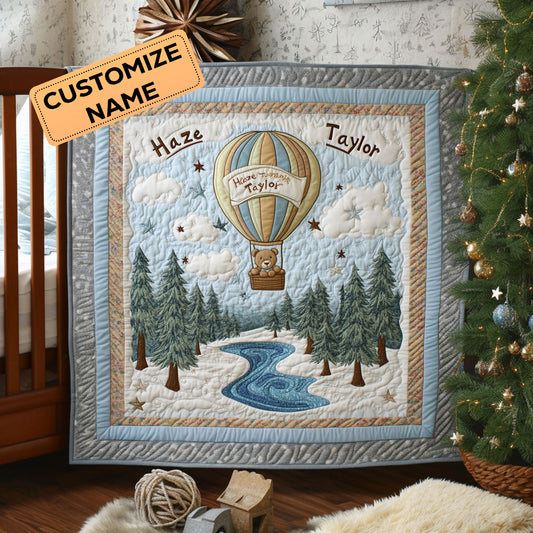 Cozy Balloon Trip WN0108010CL Personalized Baby Quilt