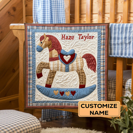 Happy Rocking Horse WN0108017CL Personalized Baby Quilt