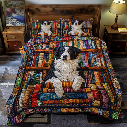 Border Collie In Library WY2612045CL Duvet Cover Set