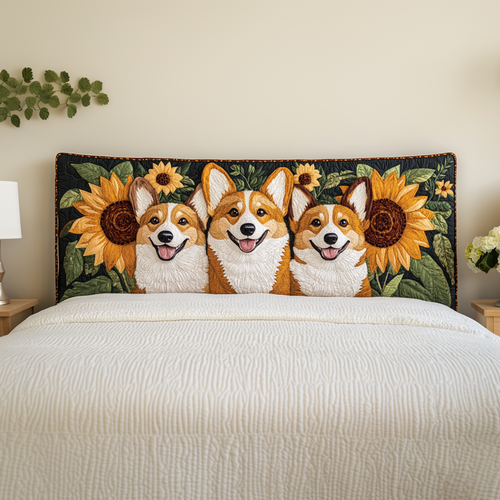 Sunflower Corgi XR1712001CL Quilted Headboard Slipcover