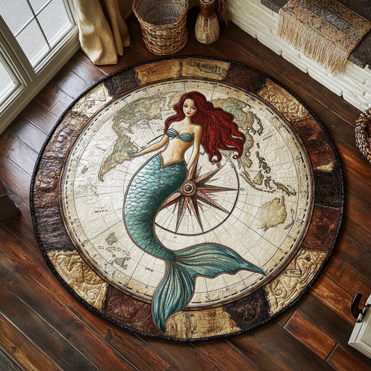 Compass Mermaid WY2005023CL Quilted Round Mat