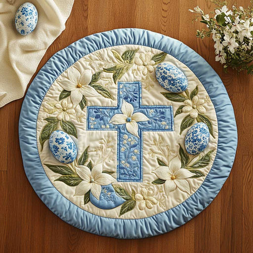Easter Cross Peace WN2203026CL Quilted Round Mat