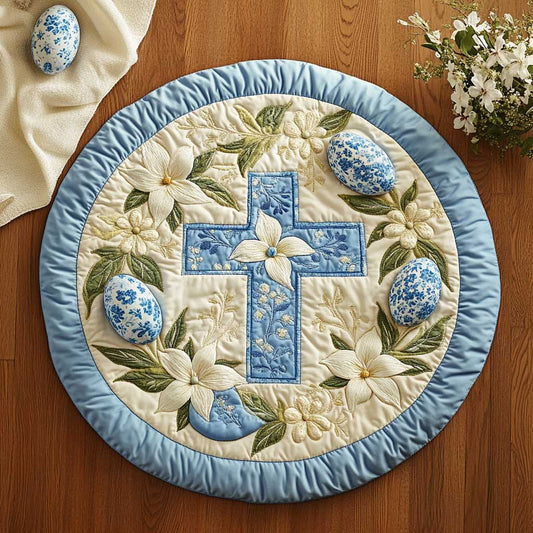 Easter Cross Peace WN2203026CL Quilted Round Mat