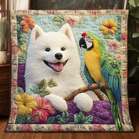 Samoyed And Parrot WJ1905008CL Quilt