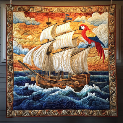 Parrot Perched On A Pirate Ship LT2409037CL Quilt