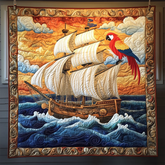 Parrot Perched On A Pirate Ship LT2409037CL Quilt