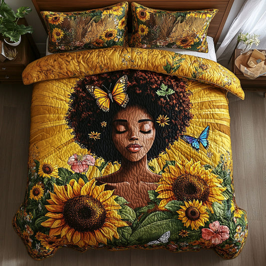 Black Women In Sunflower WY1202003CL Duvet Cover Set