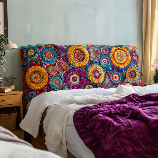 Boho Aura Circles KL3012016CL Quilted Headboard Slipcover