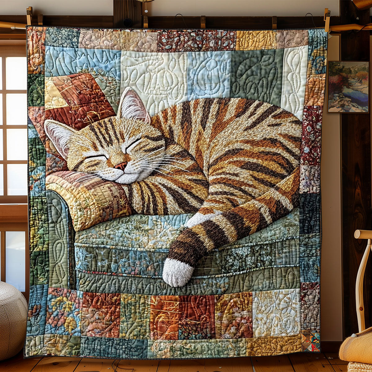 Patchwork Sleeping Cat WJ2112024CL Quilt