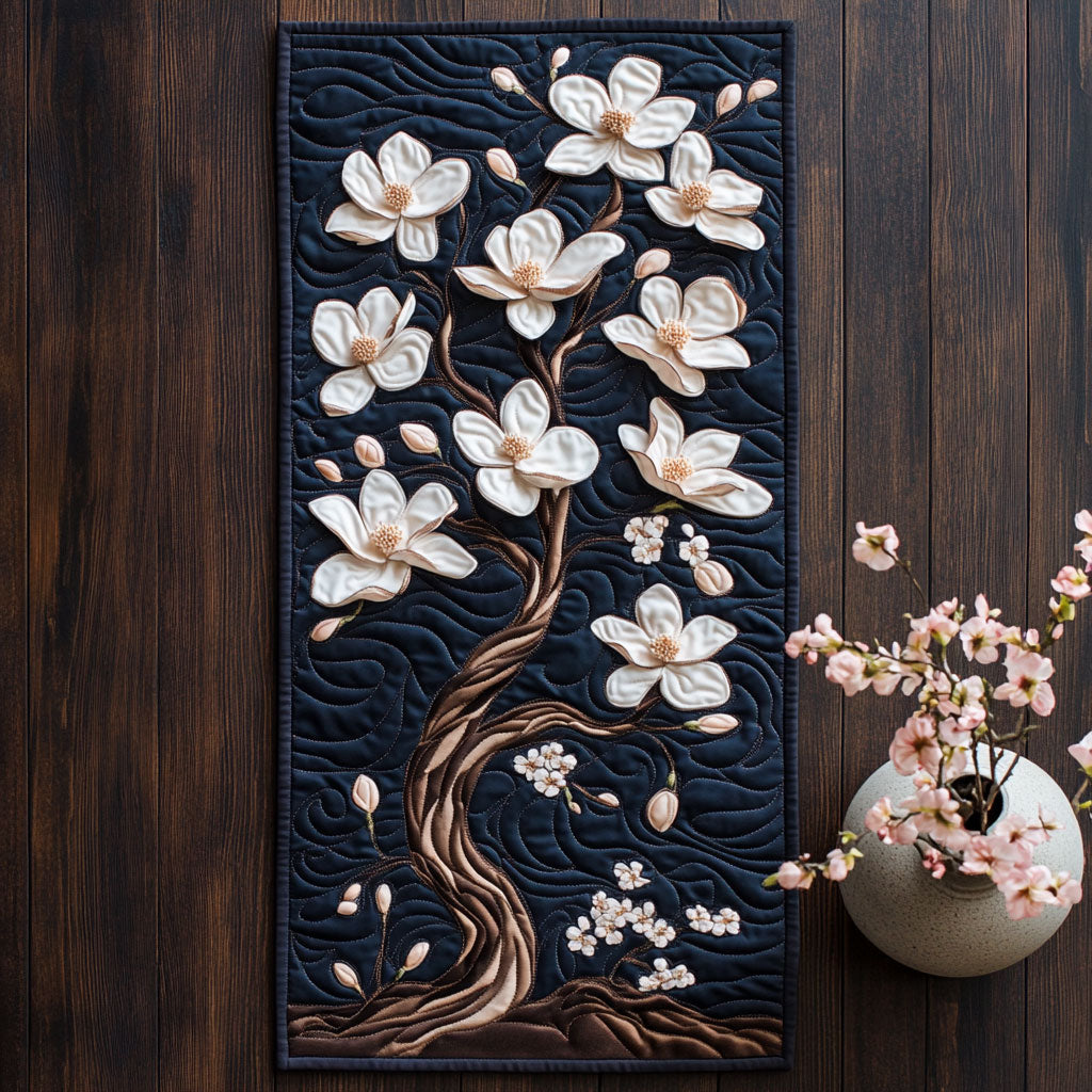 Magnolia Flower Tree WX0606027CL Quilted Table Runner