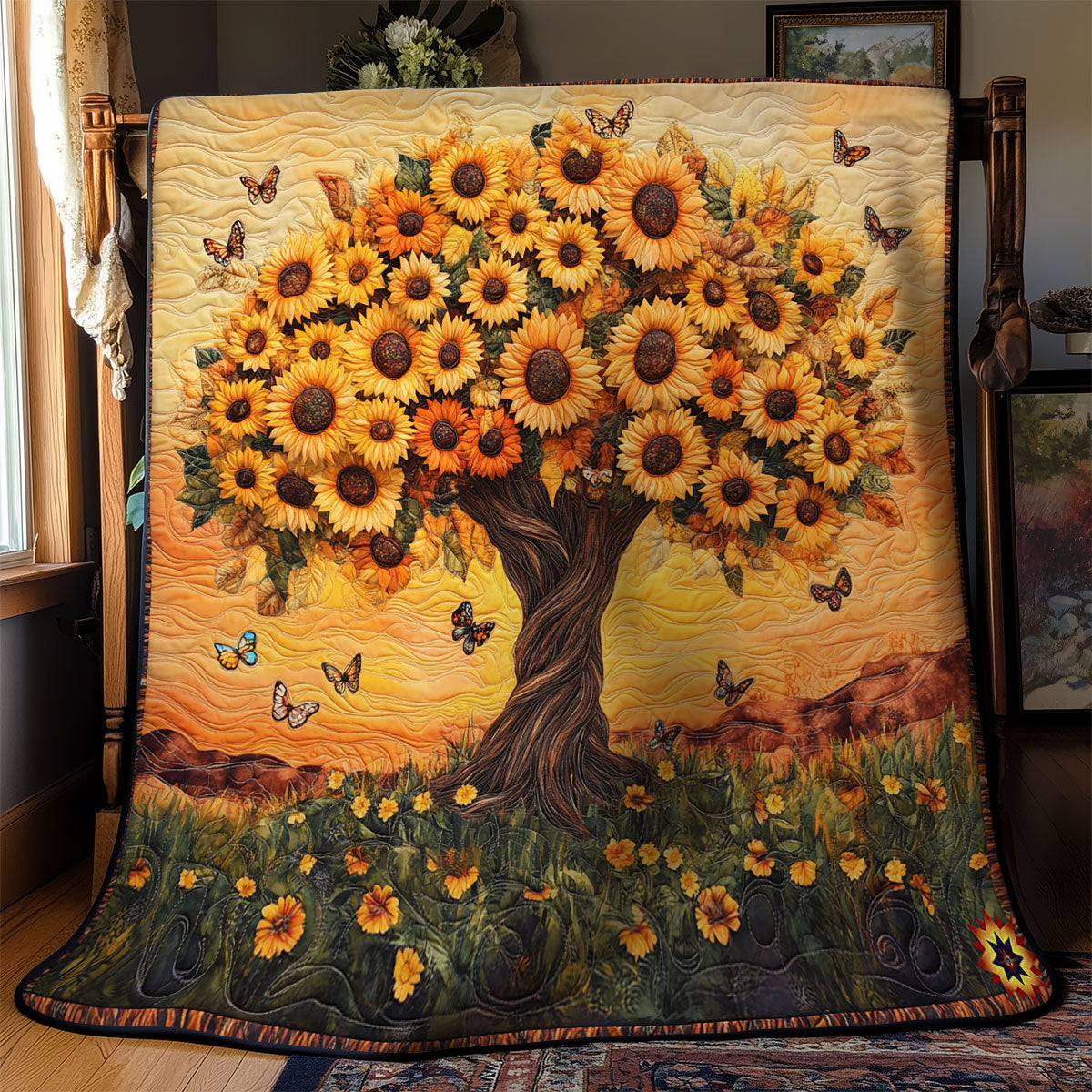 Sunflower Tree Of Life WY2012067CL Quilt