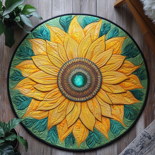 Sunflower Mandala XR1803006CL Quilted Round Mat