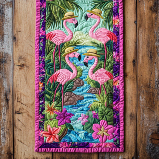 Island Flamingos WY1905041CL  Quilted Table Runner