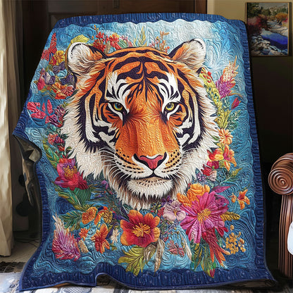 Tiger Portrait In Flower WY1701064CL Quilt