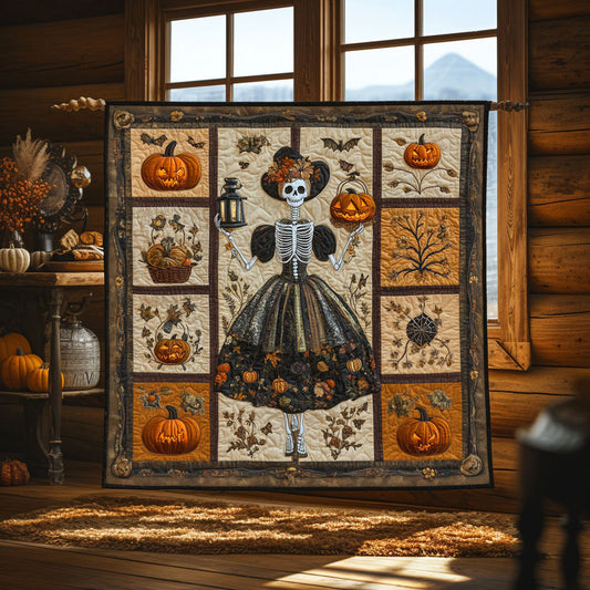 Pumpkin Glow Skeleton Lady WN1908065CL Quilt