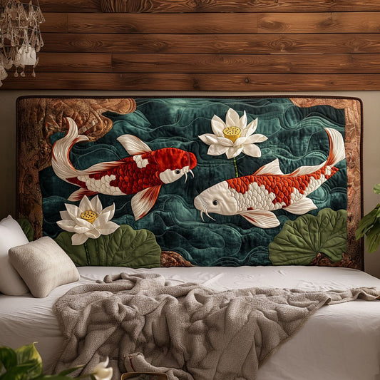 Sacred Pond Koi KL2912023CL Quilted Headboard Slipcover