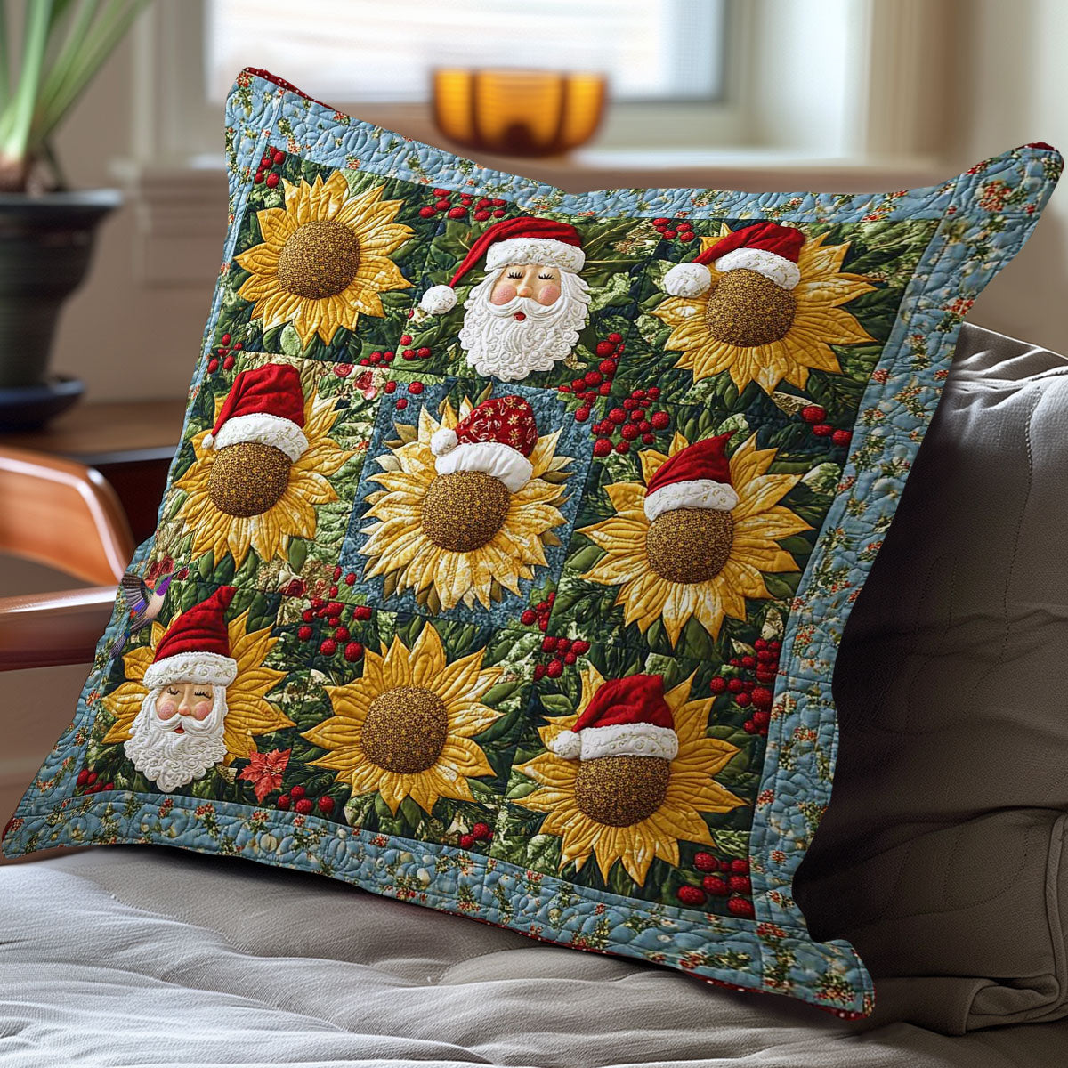 Sunflower Santa Joy WN2111028CL Quilt Pillow Case