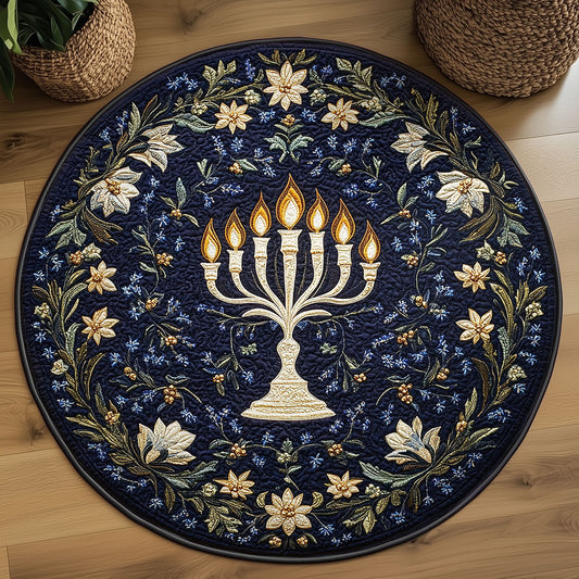 Hanukkah Candle Garden WN1407017CL Quilted Round Mat