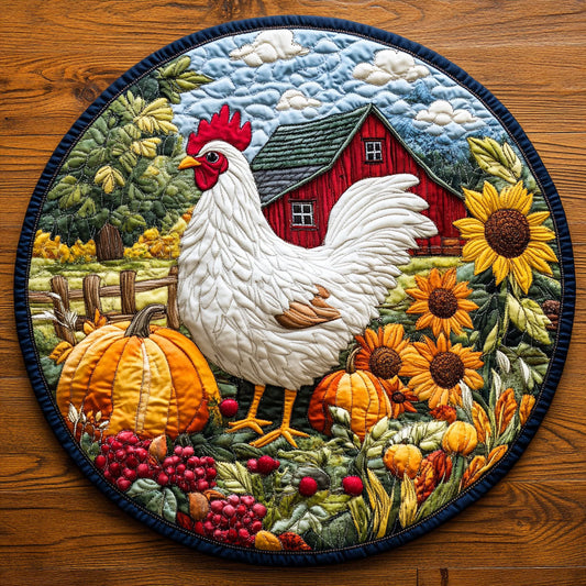 Fall Barn WY2108004CL Quilted Round Mat