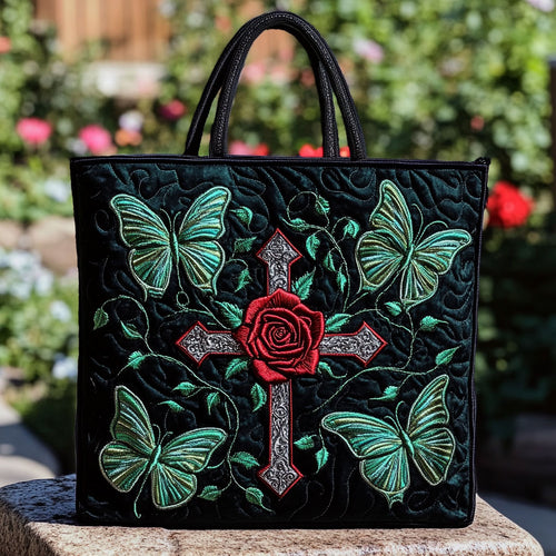 Sacred Cross Bloom CW0910026CL Quilted Tote Bag