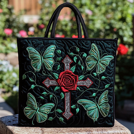 Sacred Cross Bloom CW0910026CL Quilted Tote Bag