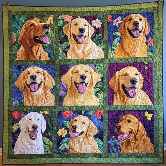 Smiling Golden Retriever WP1504078CL Quilt