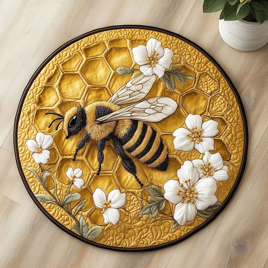 Bee Honeycomb CW0406023CL Quilted Round Mat