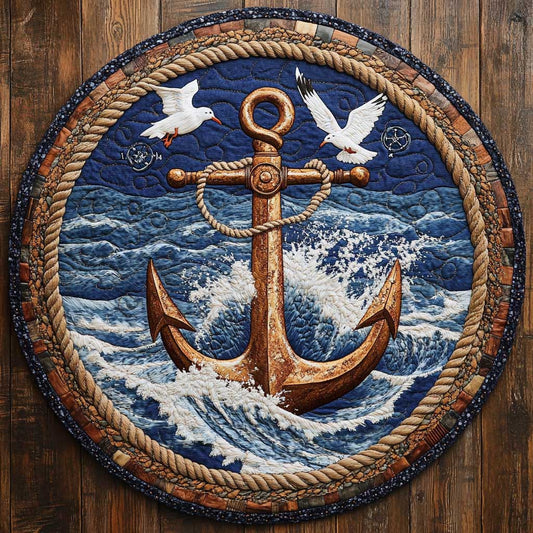 Nautical Anchor WN2204042CL Quilted Round Mat