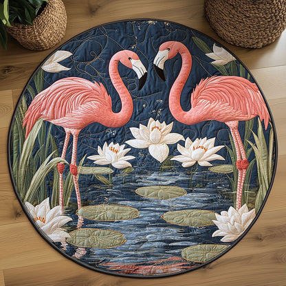 Water Lily Flamingo WJ0504050CL Quilted Round Mat