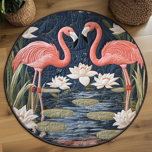 Water Lily Flamingo WJ0504050CL Quilted Round Mat