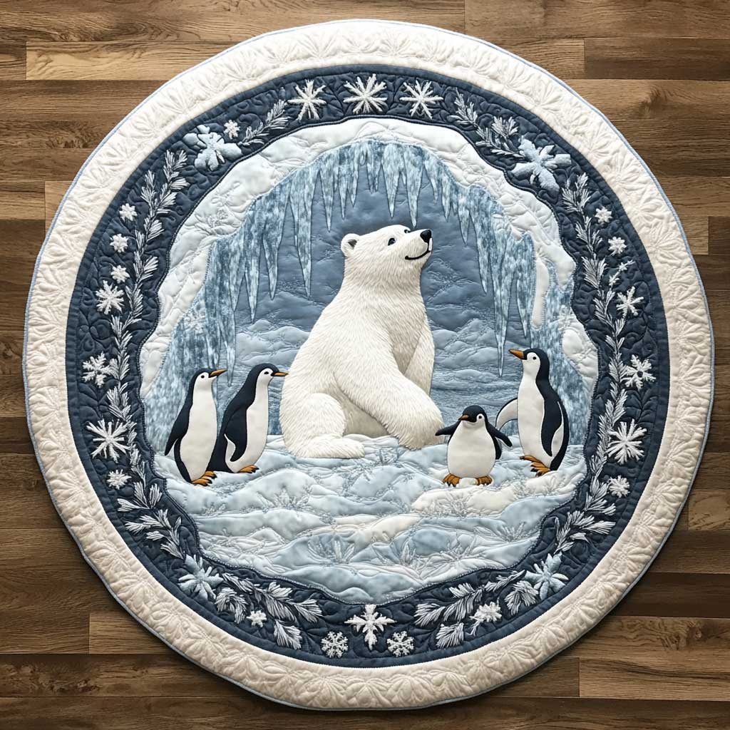 Starlit Polar Bear WN1605051CL Quilted Round Mat