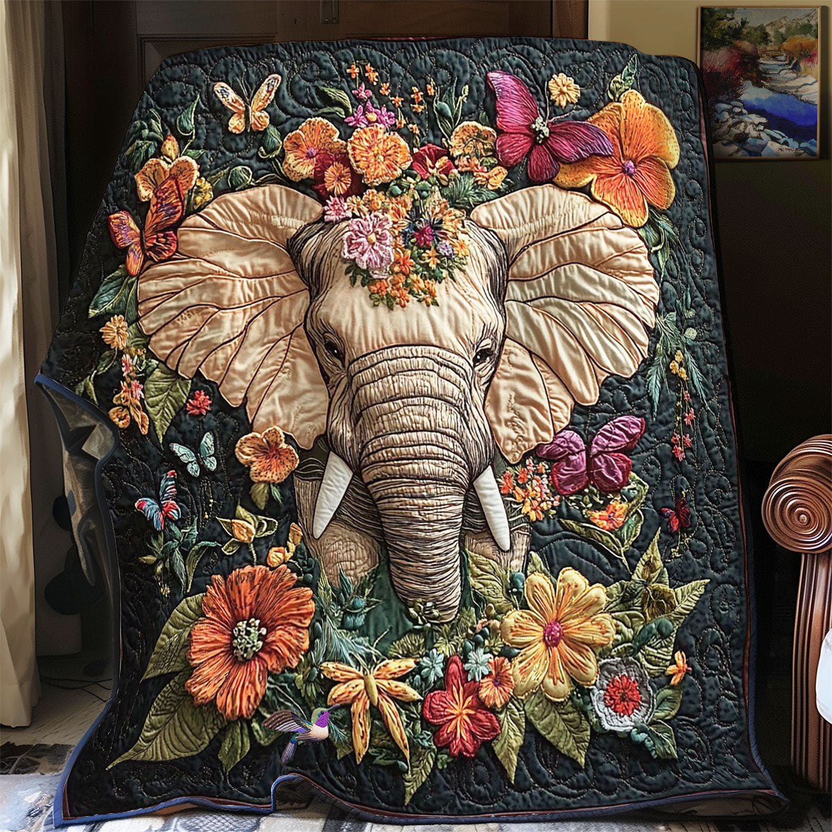 Flower Elephant WY2612013CL Quilt