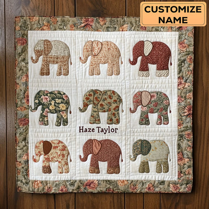 Cozy Elephant WN2807038CL Personalized Baby Quilt
