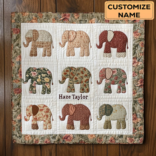 Cozy Elephant WN2807038CL Personalized Baby Quilt