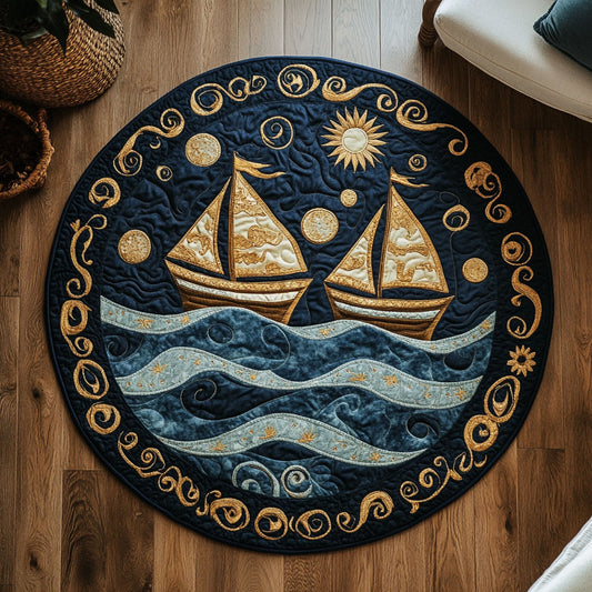 Sailboat Mosaic Voyage WN2006031CL Quilted Round Mat